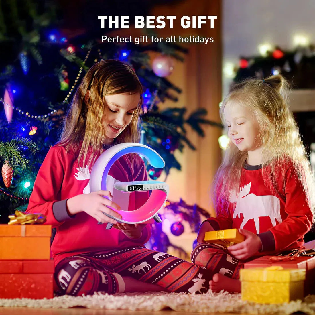 G shaped Lamp - Bluetooth Speaker- Wireless Charger & Digital Clock